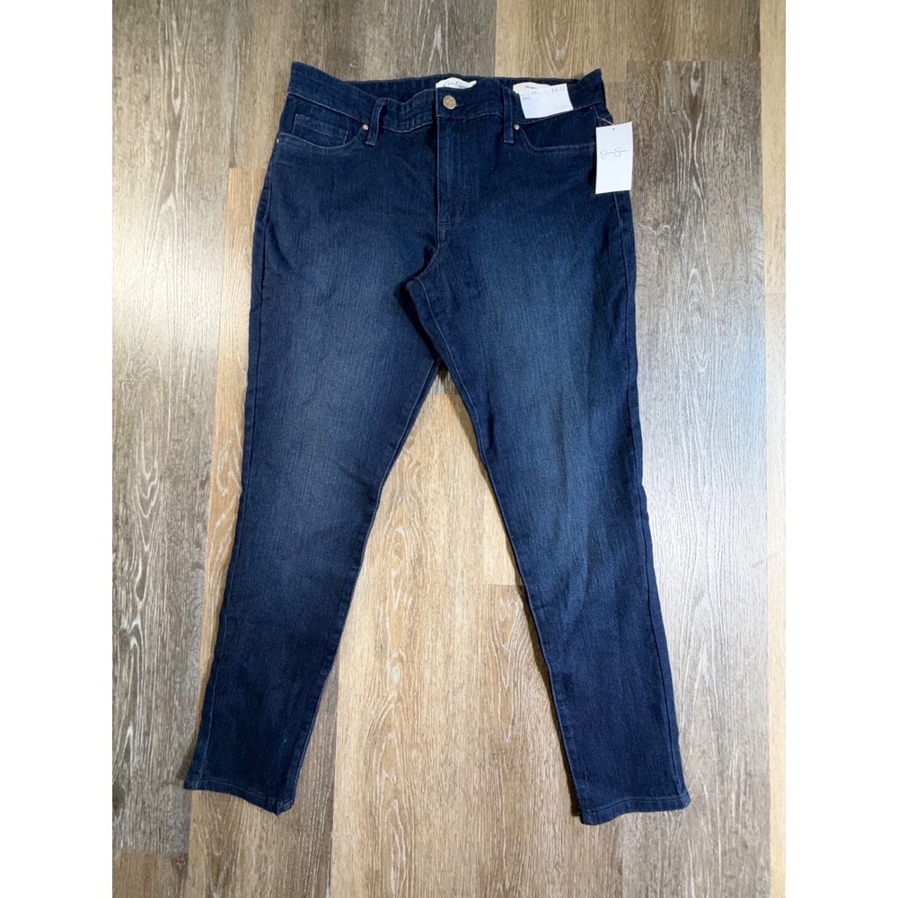 Jessica Simpson Kiss Me Skinny Jeans Womens 14/32 Blue Dark Wash Stretch Denim